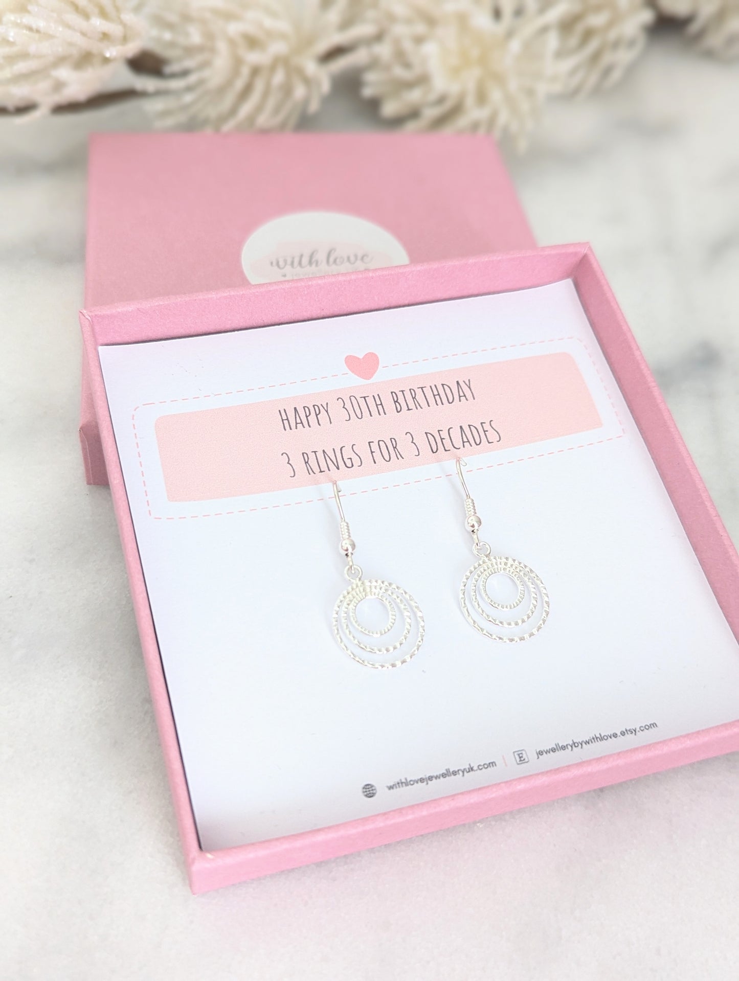 Sterling Silver 30th Birthday Earrings