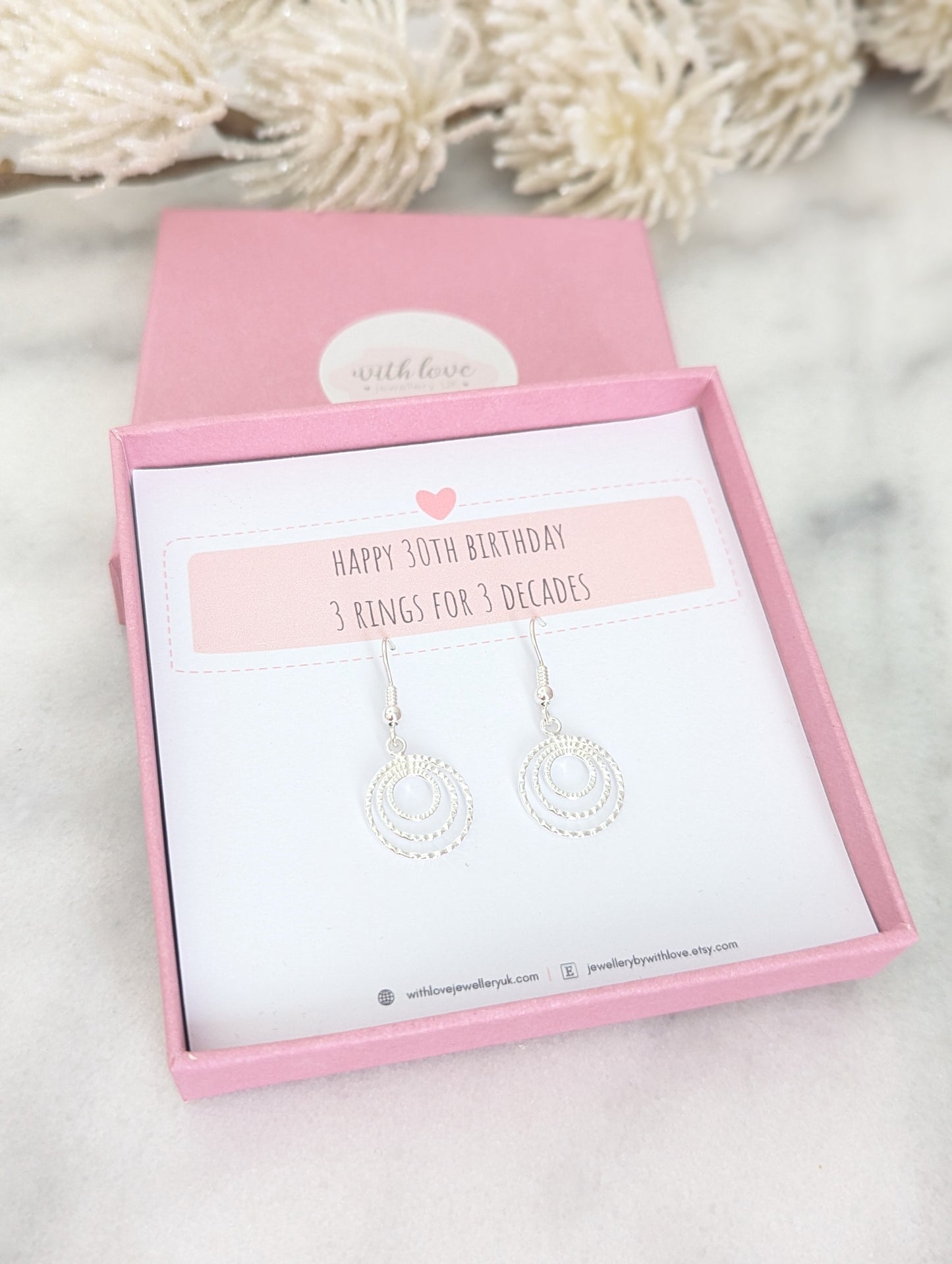 Sterling Silver 30th Birthday Earrings