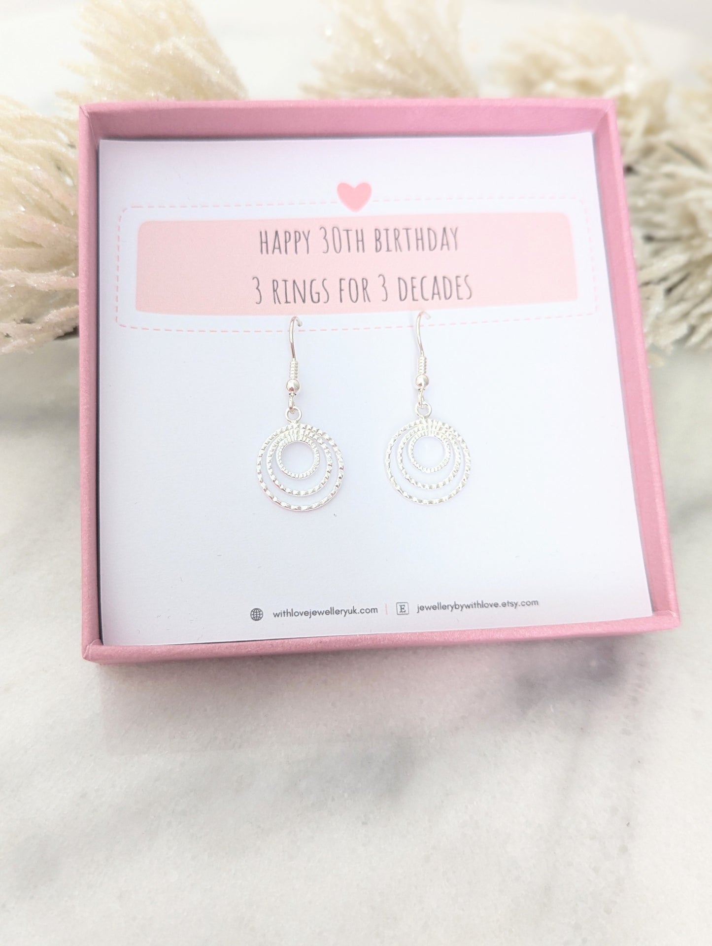 Sterling Silver 30th Birthday Earrings