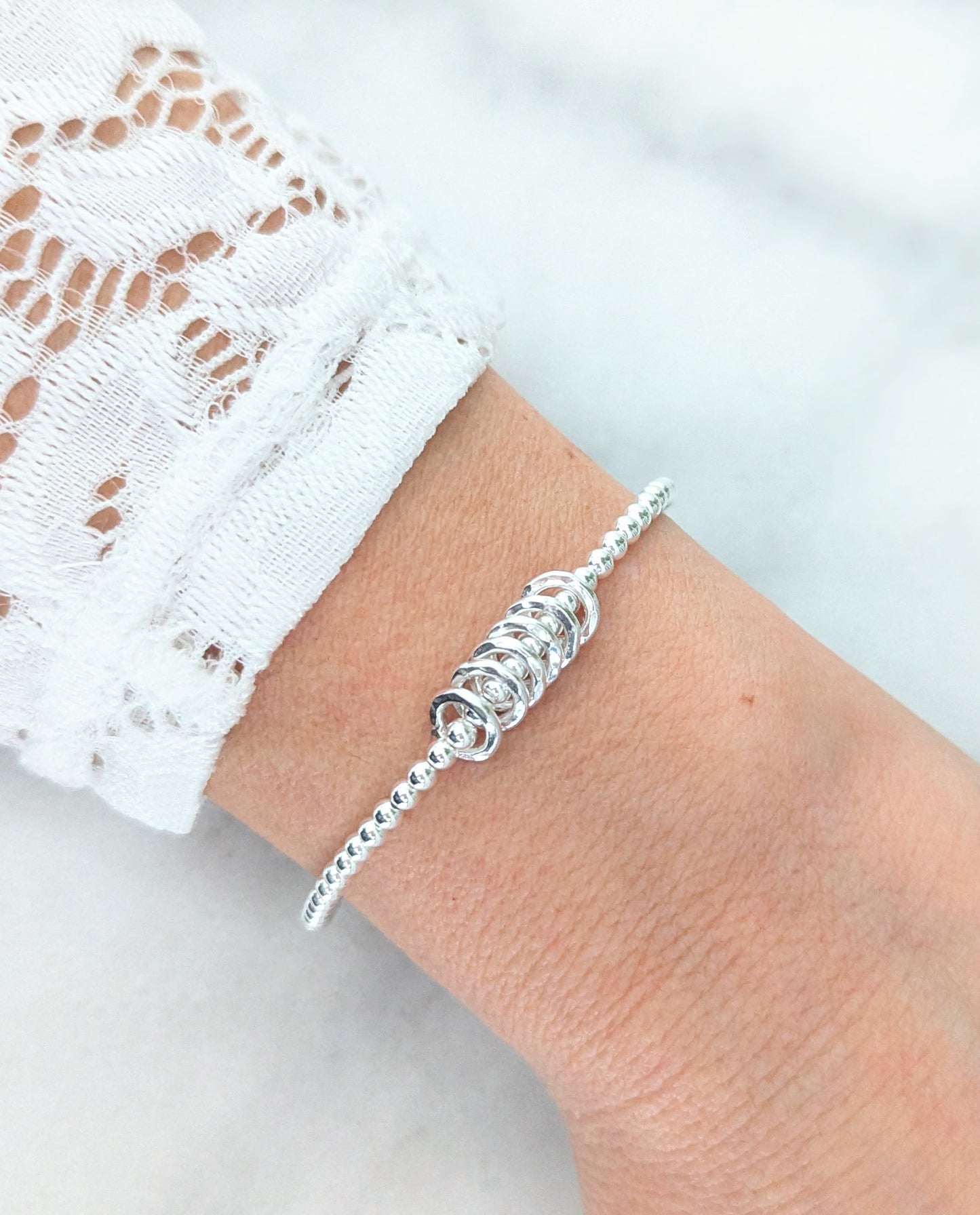 Sterling Silver Birthday Bracelet (20th, 30th, 40th, 50th, 60th, 70th, 80th or 90th birthday)