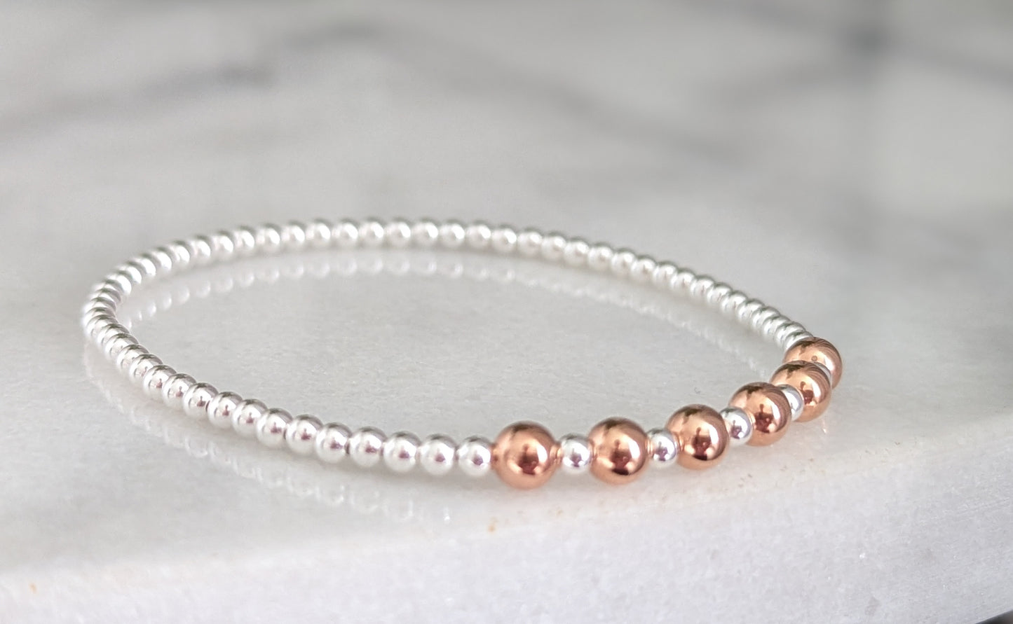 Sterling Silver Beaded Birthday Bracelet (20th, 30th, 40th, 50th, 60th, 70th, 80th or 90th birthday)