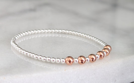 Sterling Silver Beaded Birthday Bracelet (20th, 30th, 40th, 50th, 60th, 70th, 80th or 90th birthday)