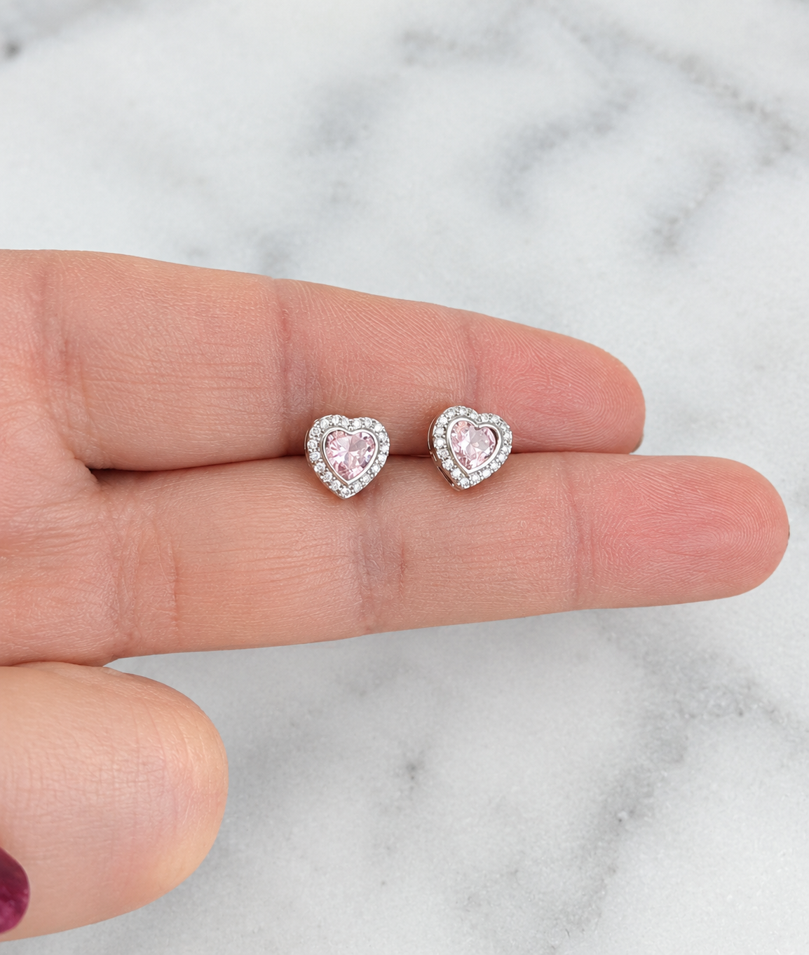 'Happy Birthday' Pink Crystal Heart Earrings