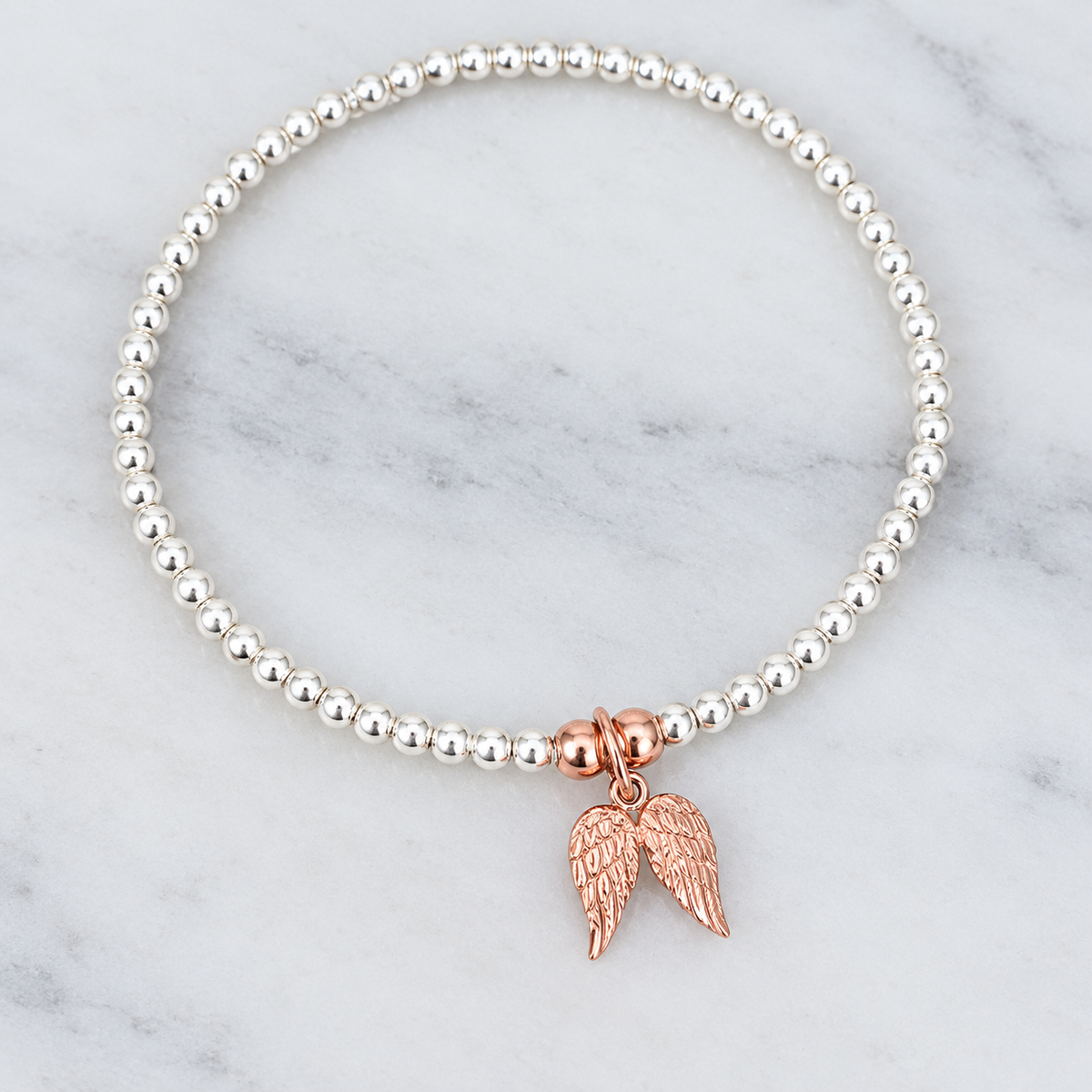 Sterling Silver and Rose Gold Vermeil Angel Wings Bracelet or Anklet