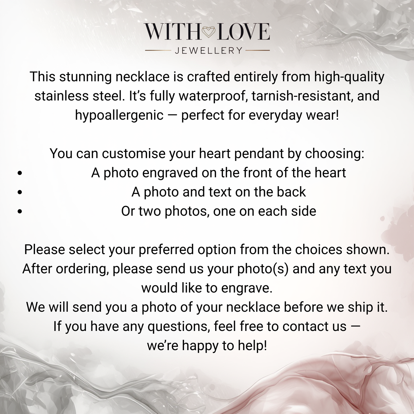 Engraved Photo Heart Necklace