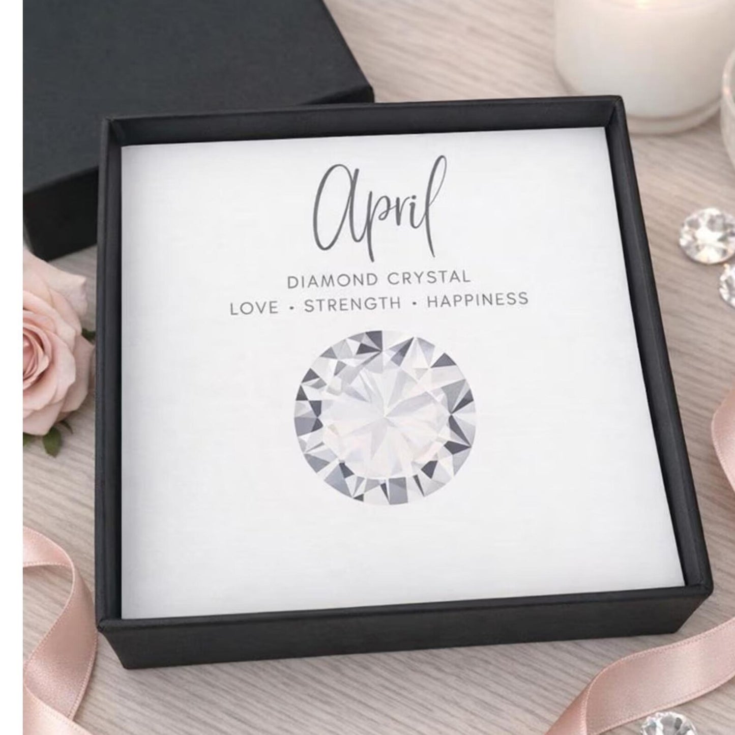April Heart Birthstone Crystal Bracelet/Earrings