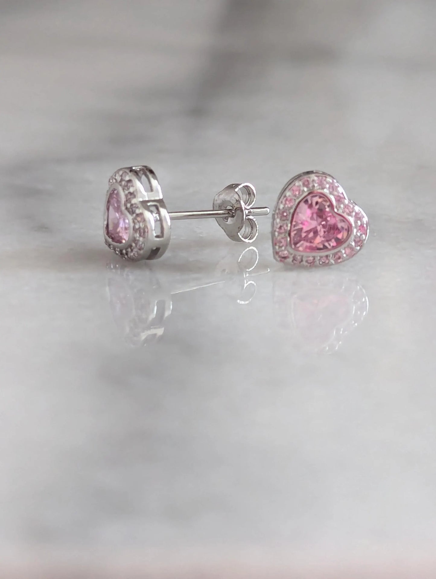 'Happy Birthday' Pink Crystal Heart Earrings