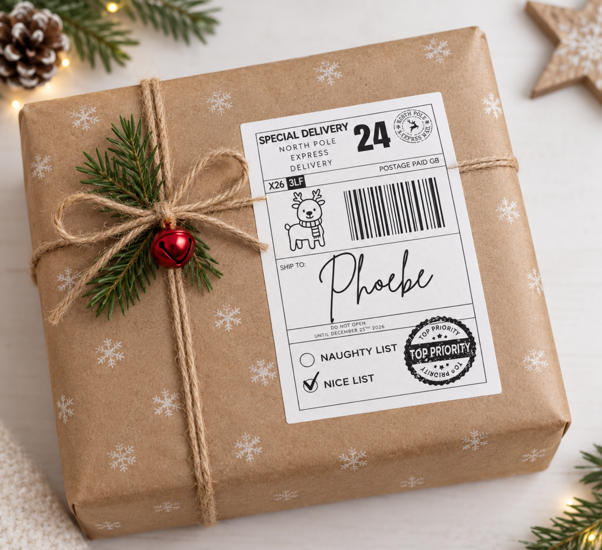 Personalised Christmas Gift Postage Labels