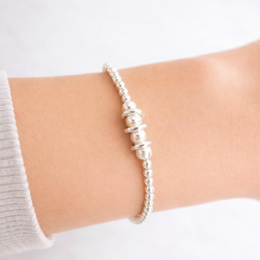 Sterling Silver Decade Rings Birthday Bracelet (20th, 30th, 40th, 50th, 60th, 70th, 80th or 90th birthday)