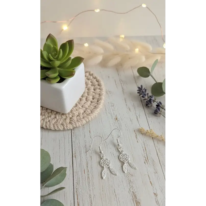 Dreamcatcher Sterling Silver Drop Earrings - Earrings