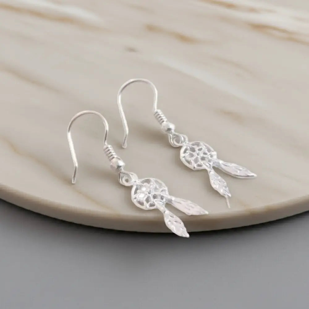 Dreamcatcher Sterling Silver Drop Earrings - Earrings