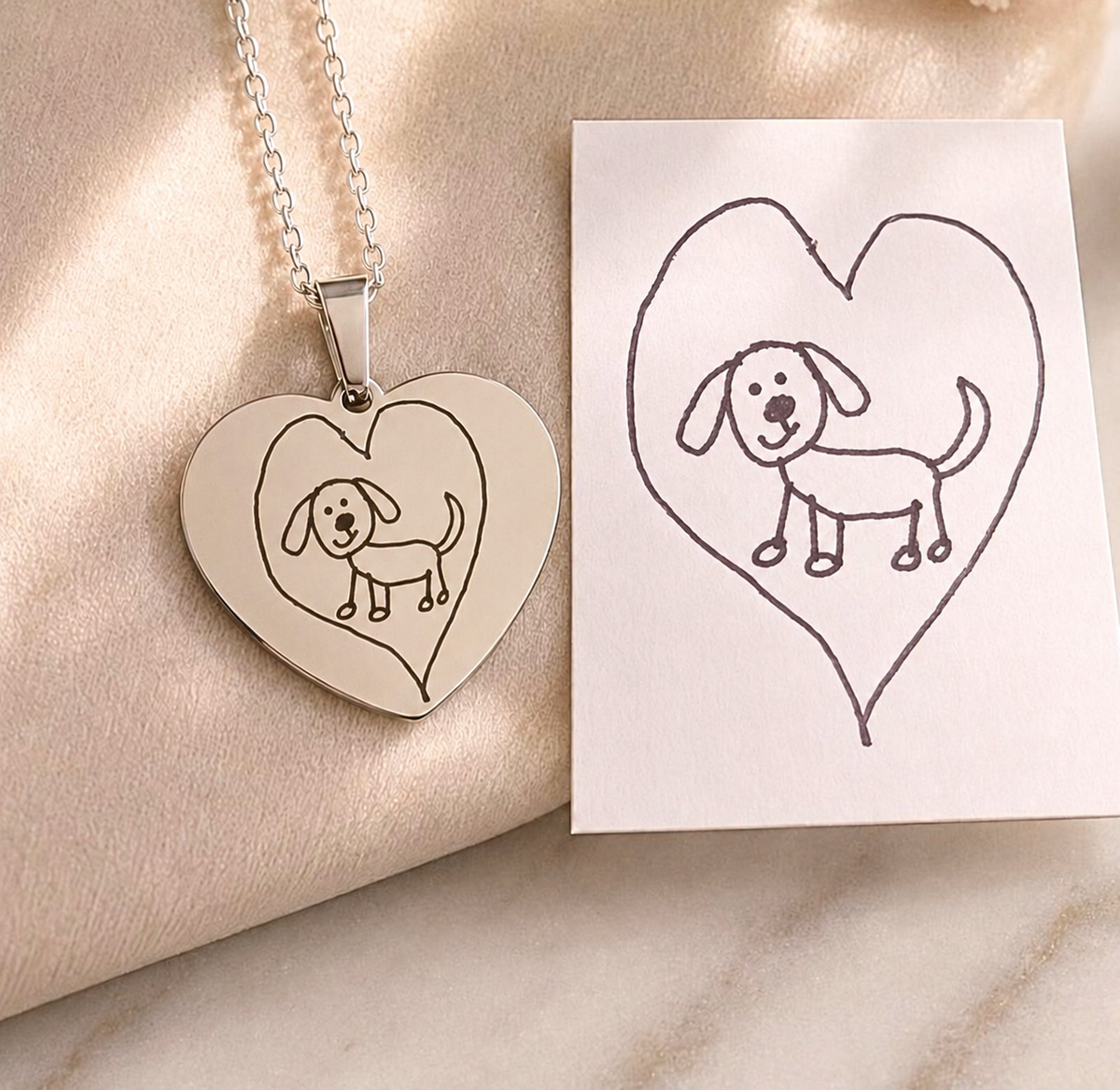Engraved children's artwork necklace 