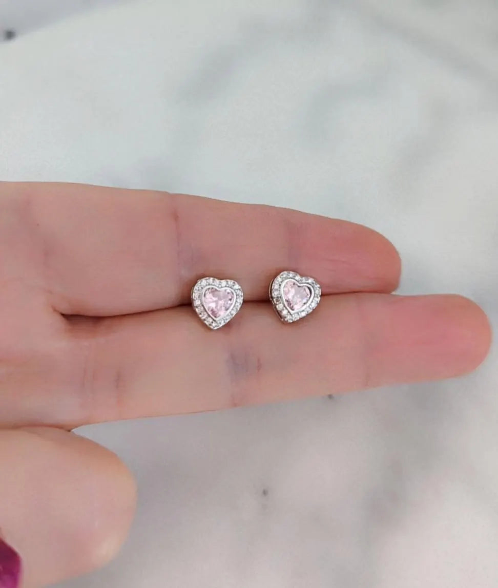 'Happy Birthday' Pink Crystal Heart Earrings