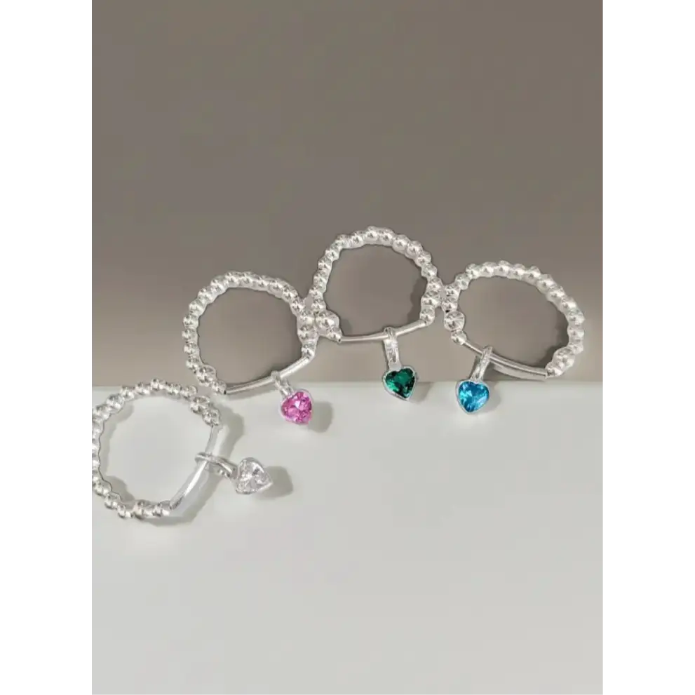 Heart Cubic Zirconia Charm Ring - ring
