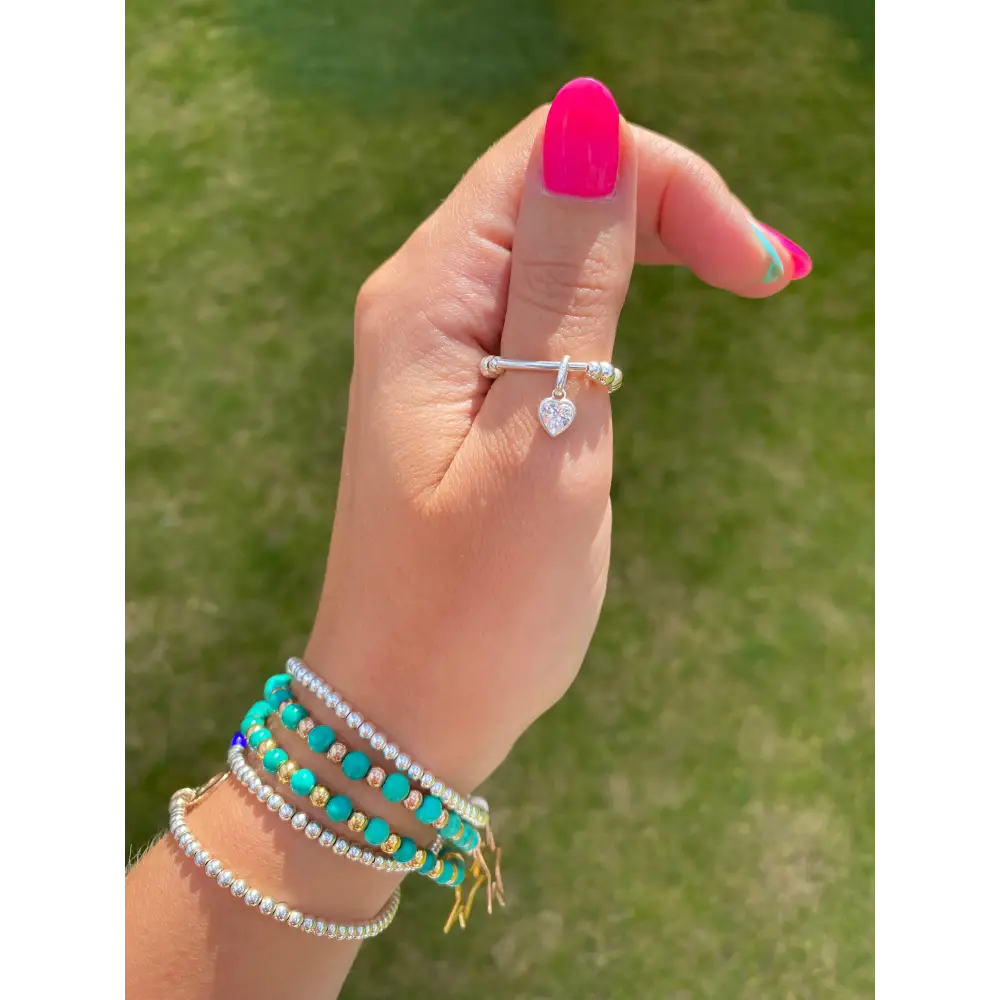 Heart Cubic Zirconia Charm Ring - ring