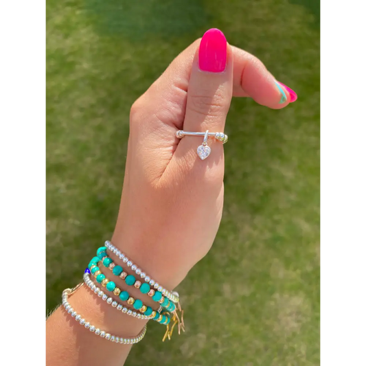 Heart Cubic Zirconia Charm Ring - ring