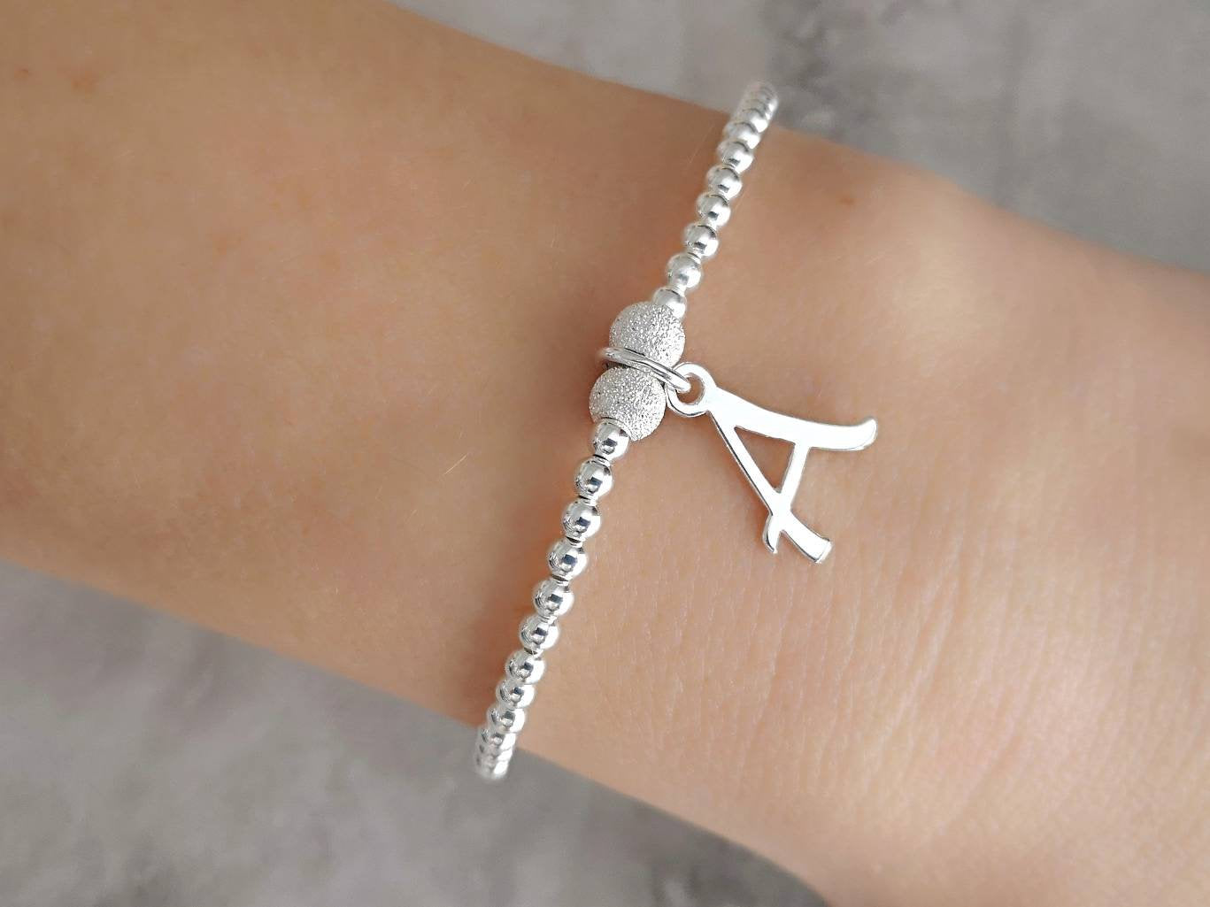 Sterling Silver Initial Bracelet With Love Jewellery UK