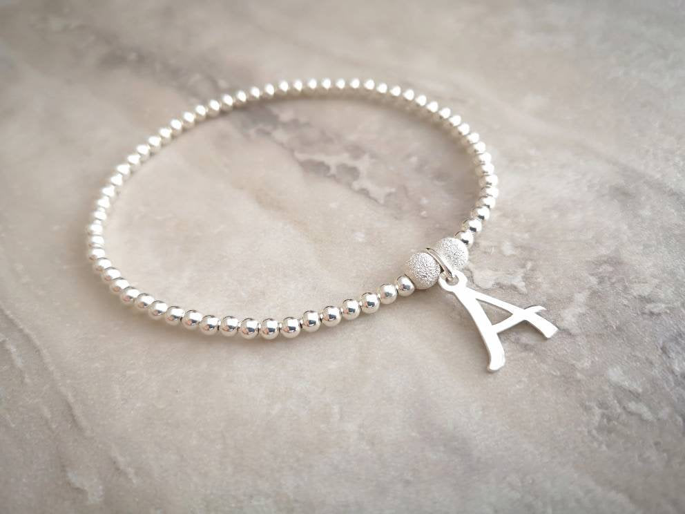 Sterling Silver Initial Bracelet With Love Jewellery UK