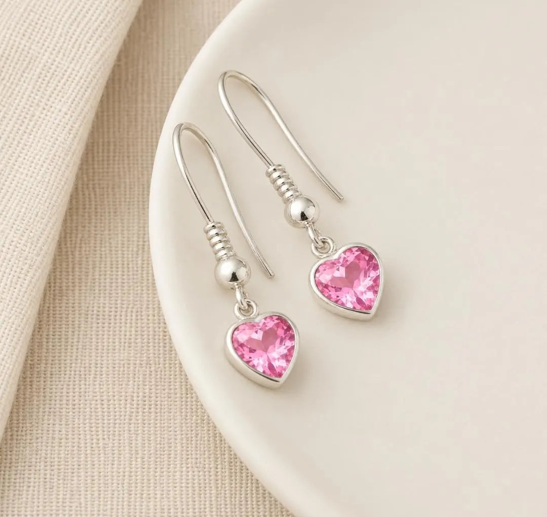 October Heart Tourmaline Birthstone Earrings