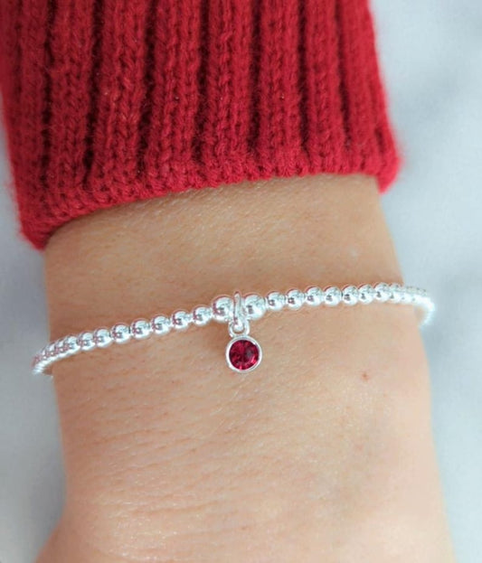 Sterling Silver January Birthstone Bracelet (Garnet)