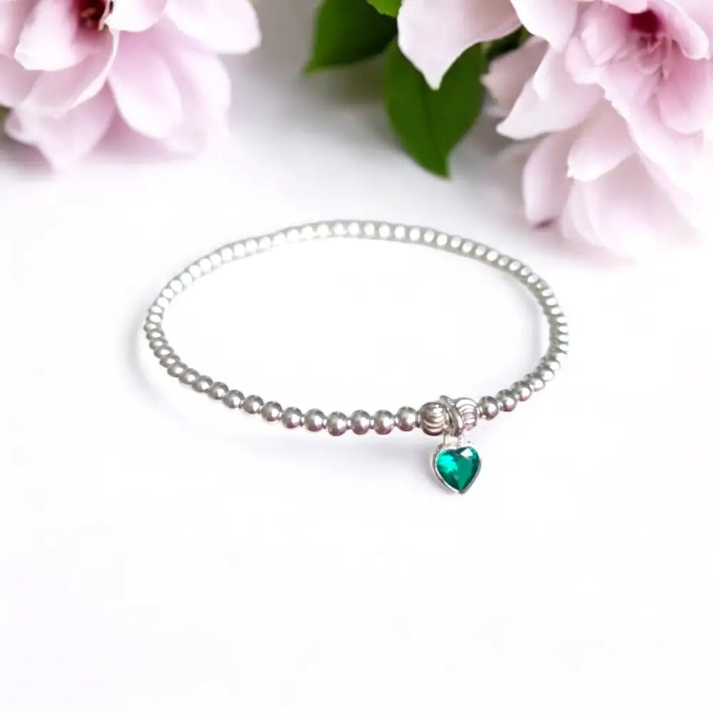 May Emerald Heart Birthstone Bracelet - Bracelets