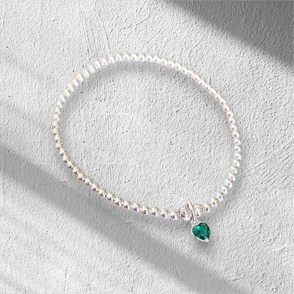 May Emerald Heart Birthstone Bracelet - Bracelets