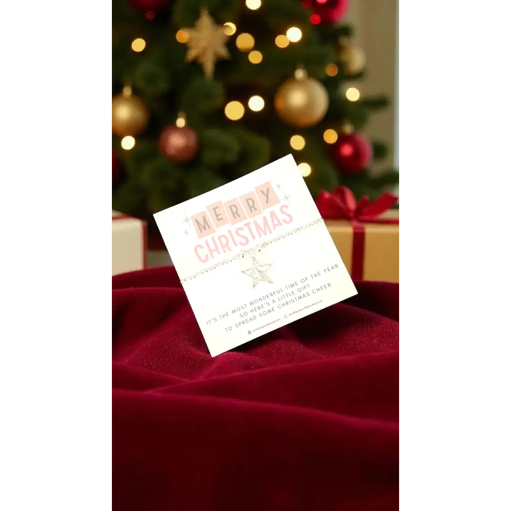 Merry Christmas Silver Beaded Stretch Bracelet - Star - Bracelets