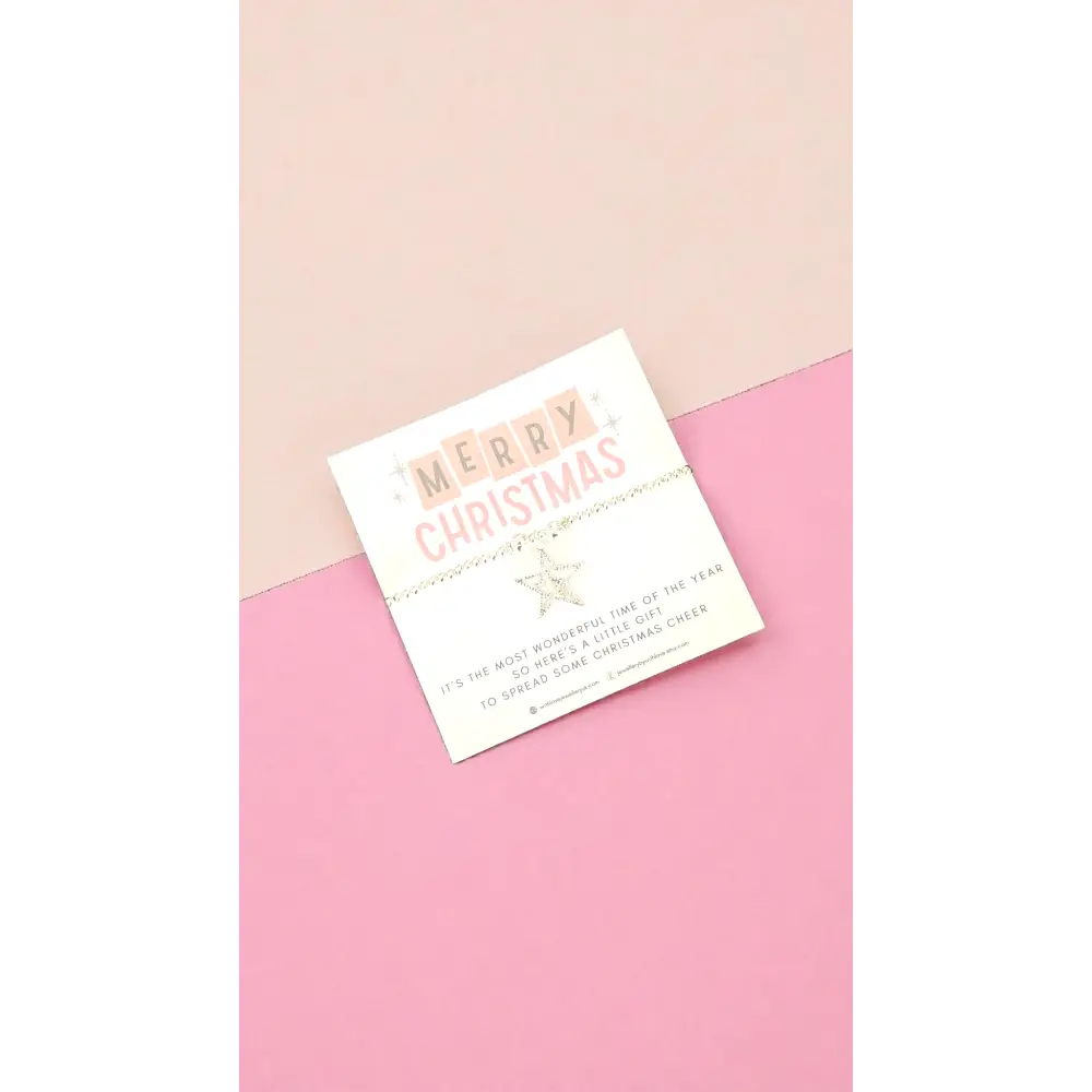 Merry Christmas Silver Beaded Stretch Bracelet - Star - Bracelets