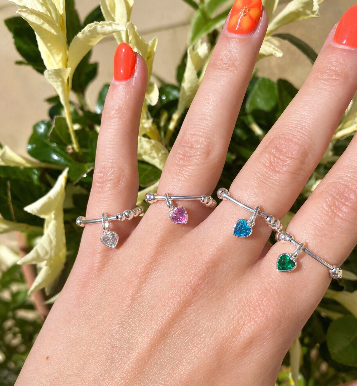 Sterling Silver Heart Charm Stretch Ring