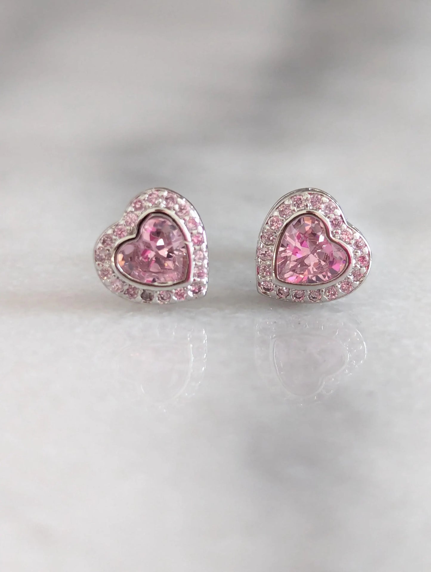 'Happy Birthday' Pink Crystal Heart Earrings