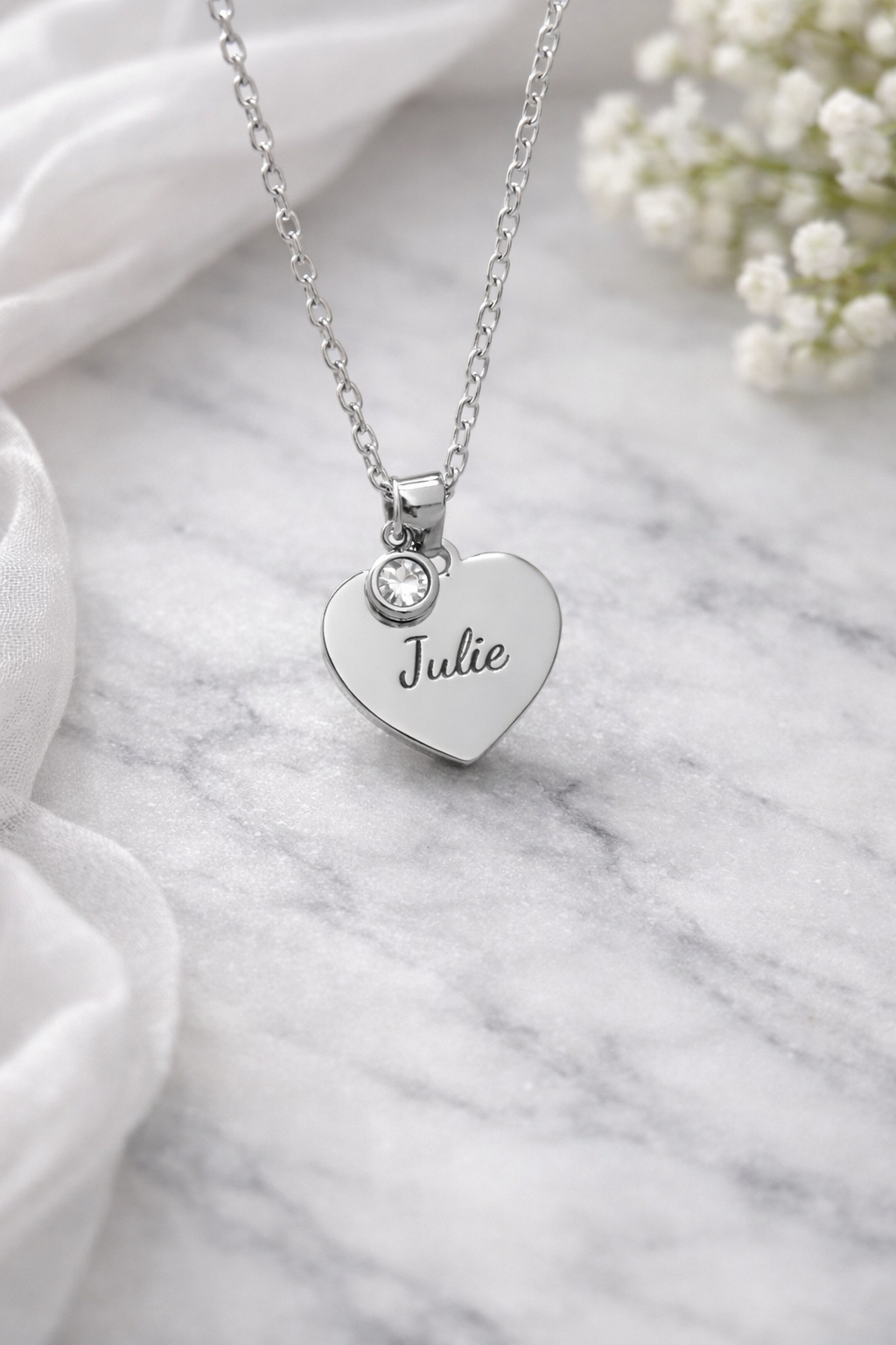 April Birthstone Name Necklace