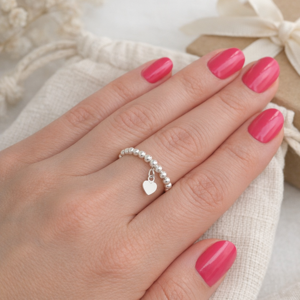 Sterling Silver Heart Charm Ring