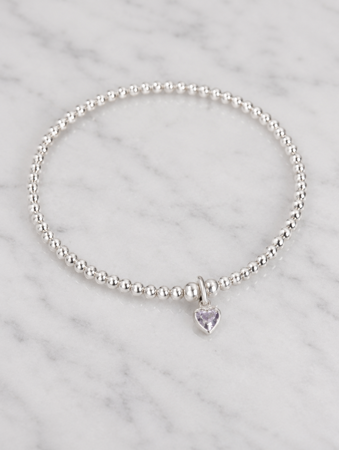 Sterling Silver June Alexandrite Heart Birthstone Bracelet