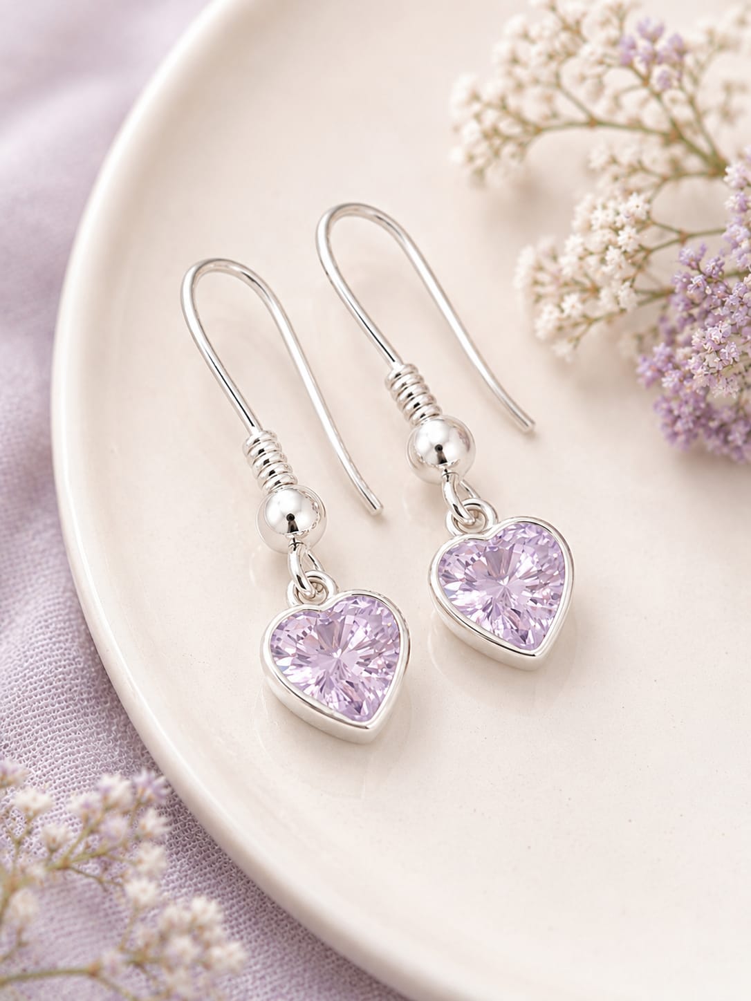 June Heart Alexandrite Birthstone Earrings