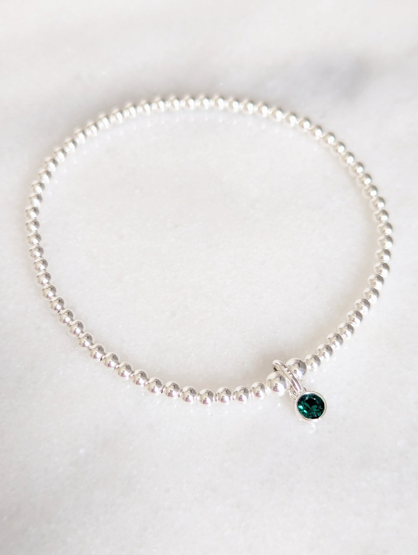 Sterling Silver May Birthday Bracelet (Emerald)