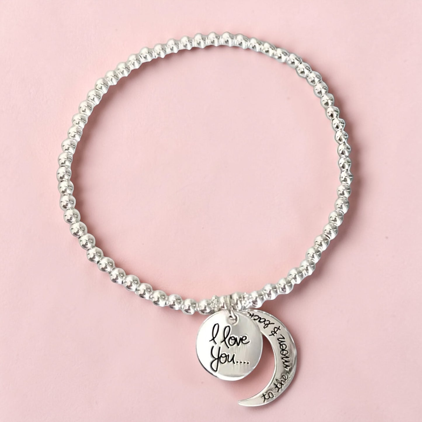 Sterling Silver I Love You To The Moon and Back Bracelet