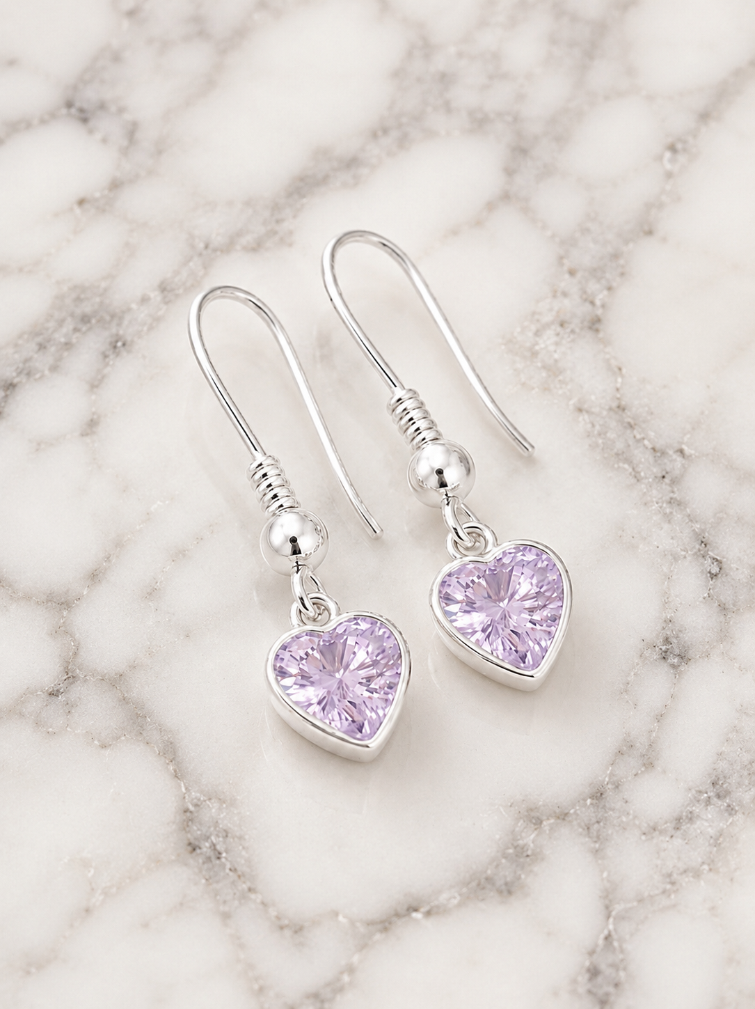 June Heart Alexandrite Birthstone Earrings