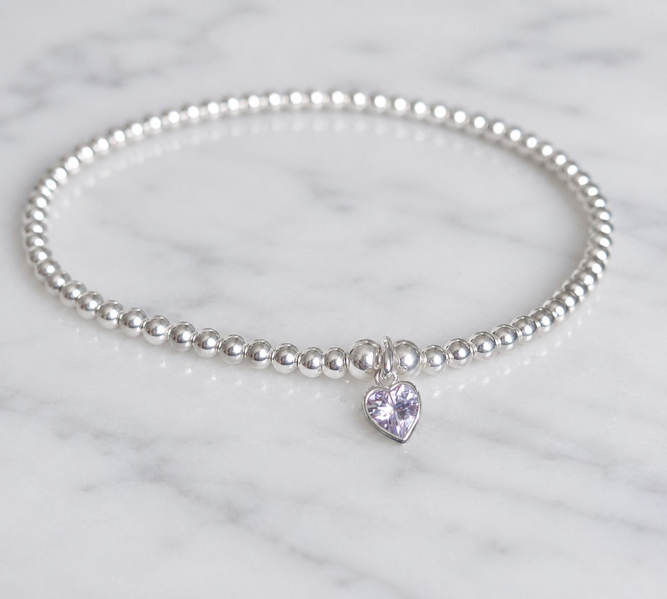 Sterling Silver June Alexandrite Heart Birthstone Bracelet