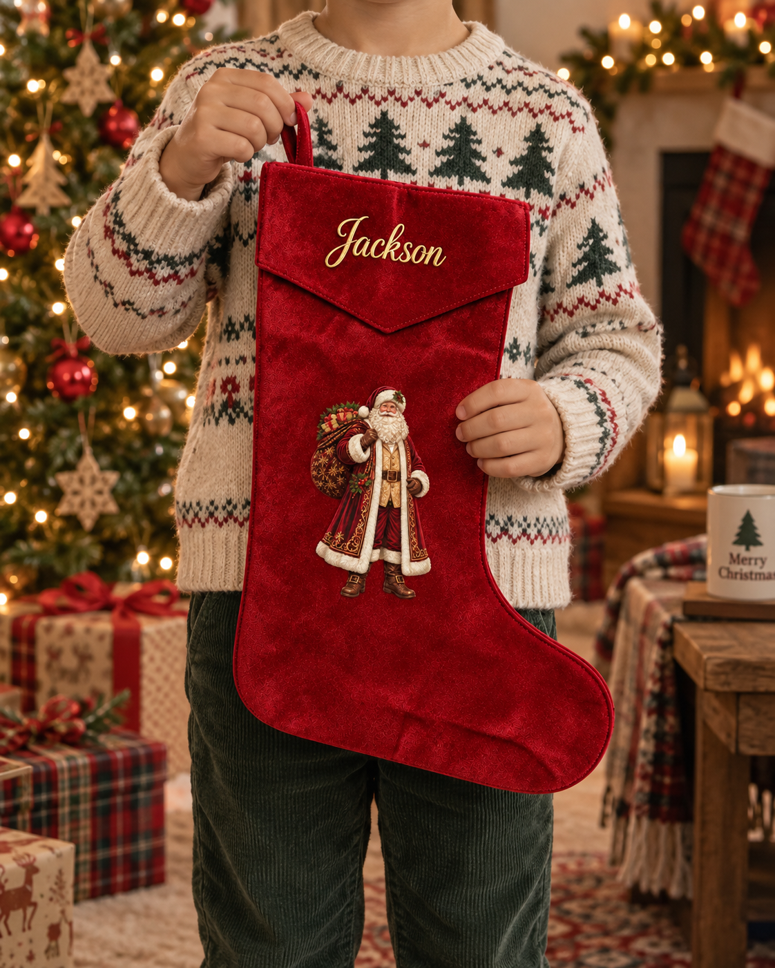 Personalised Christmas Stocking – Red or Green