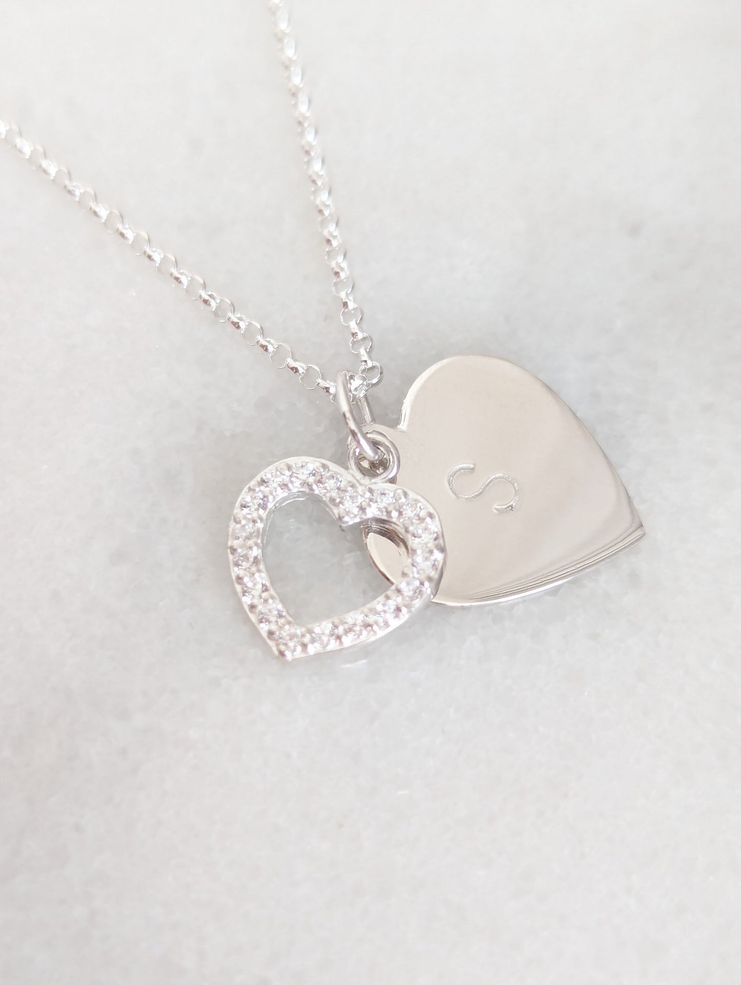 Personalised Initial Double Heart Necklace