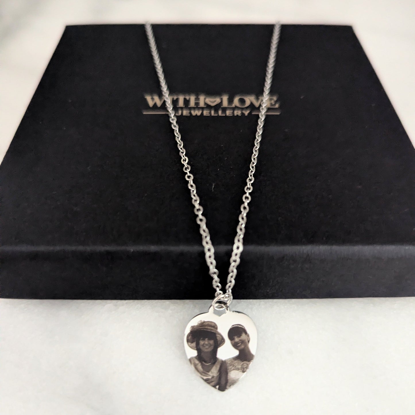 Engraved Photo Heart Necklace