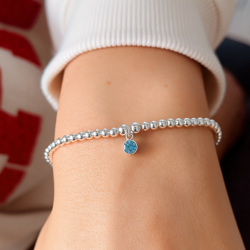 Sterling Silver March Birthstone Bracelet (Aquamarine)