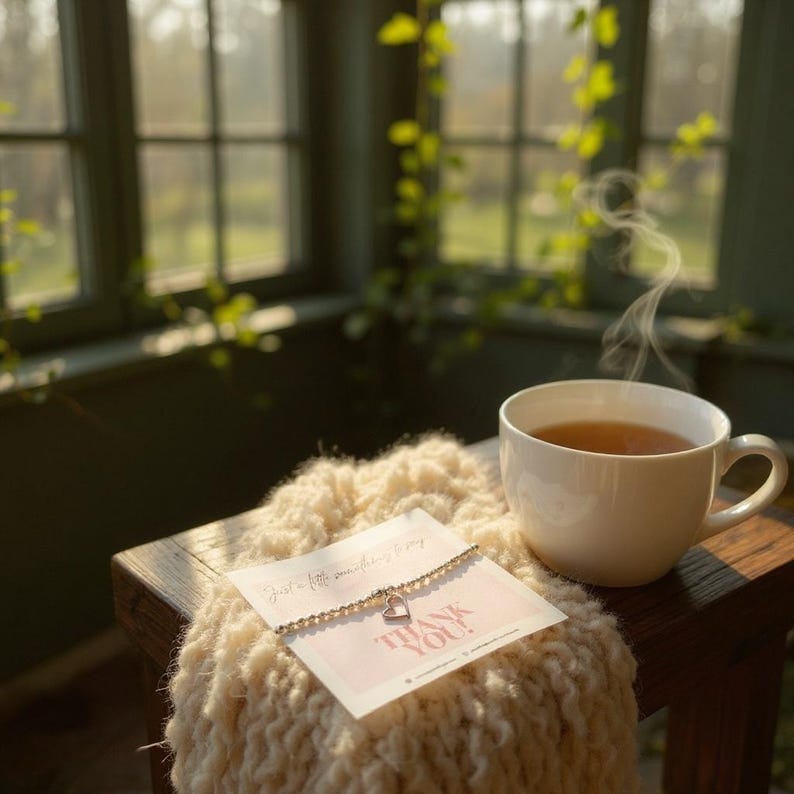 Thank You, Silver Stretch Beaded Bracelet