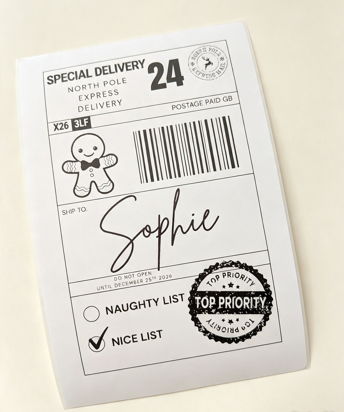 Personalised Christmas Gift Postage Labels