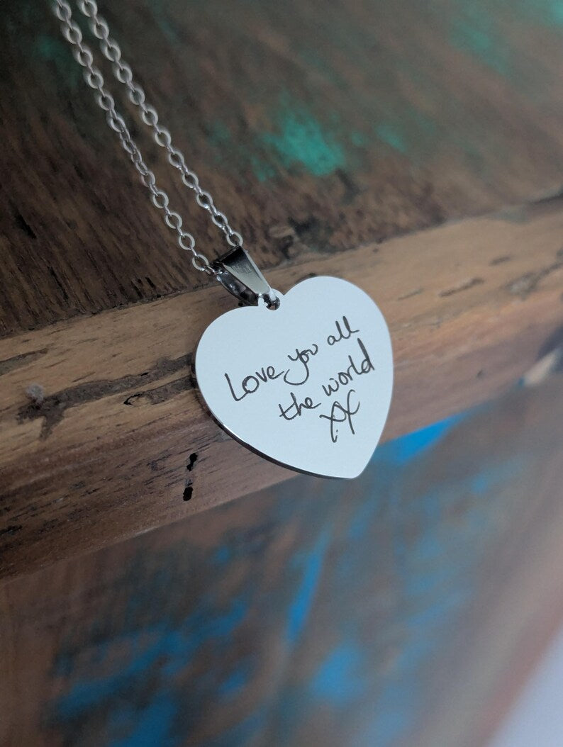 Handwriting Heart Necklace