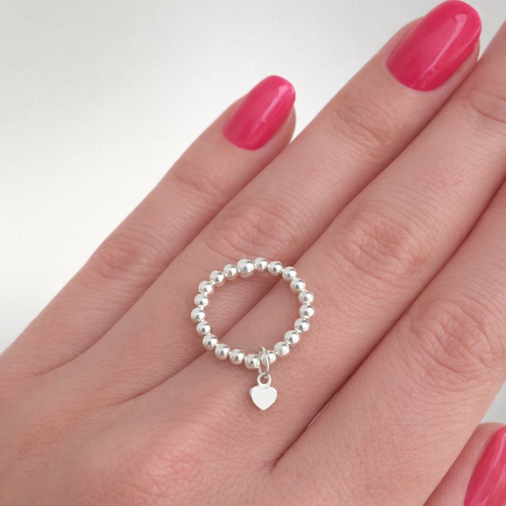 Sterling Silver Heart Charm Ring