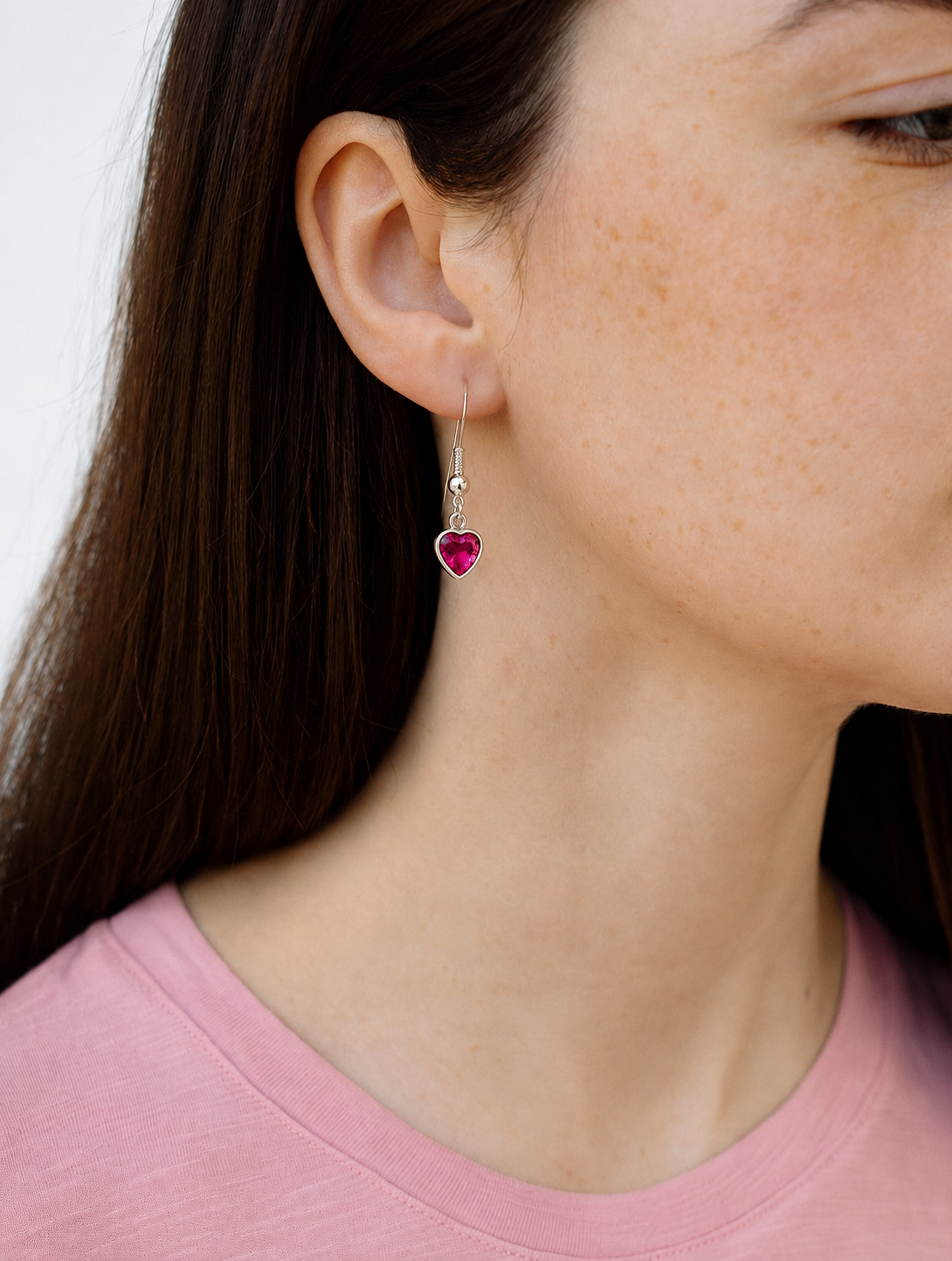 July Heart Birthstone Earrings