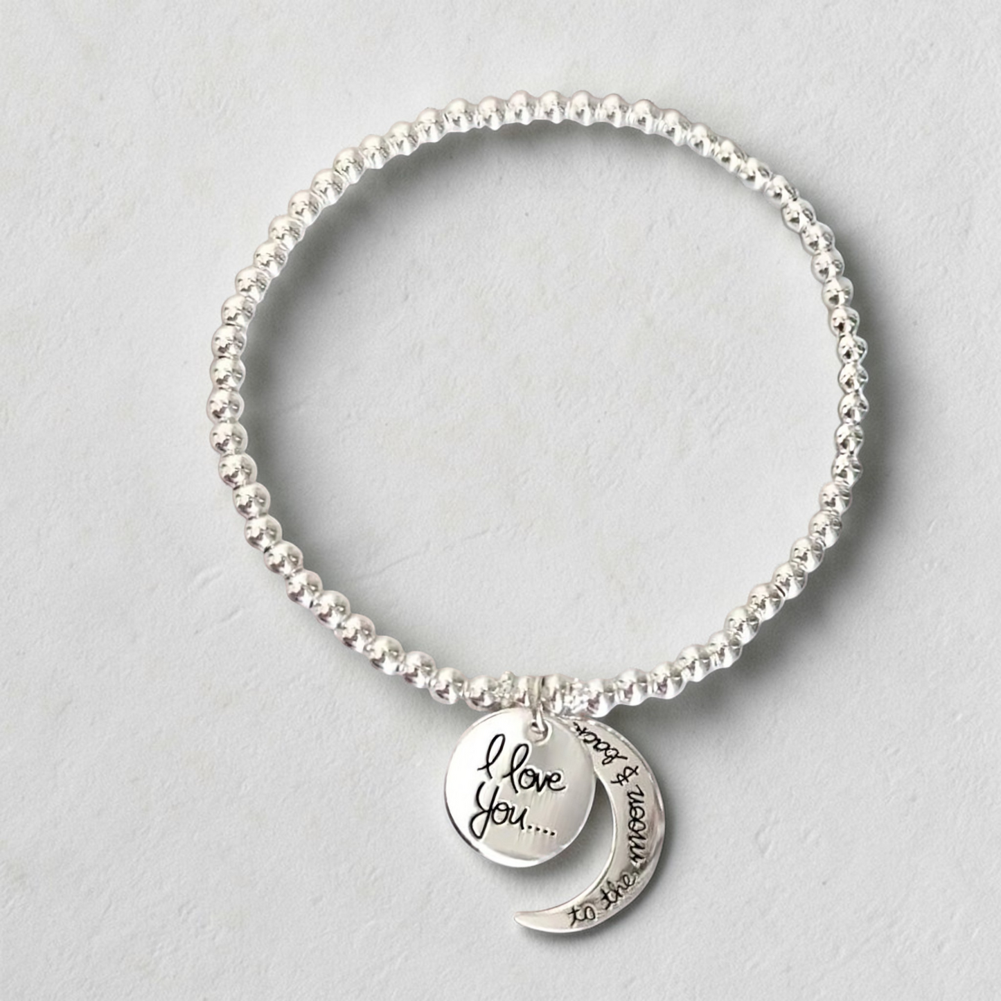 Sterling Silver I Love You To The Moon and Back Bracelet