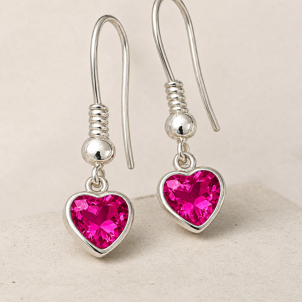 July Heart Birthstone Earrings