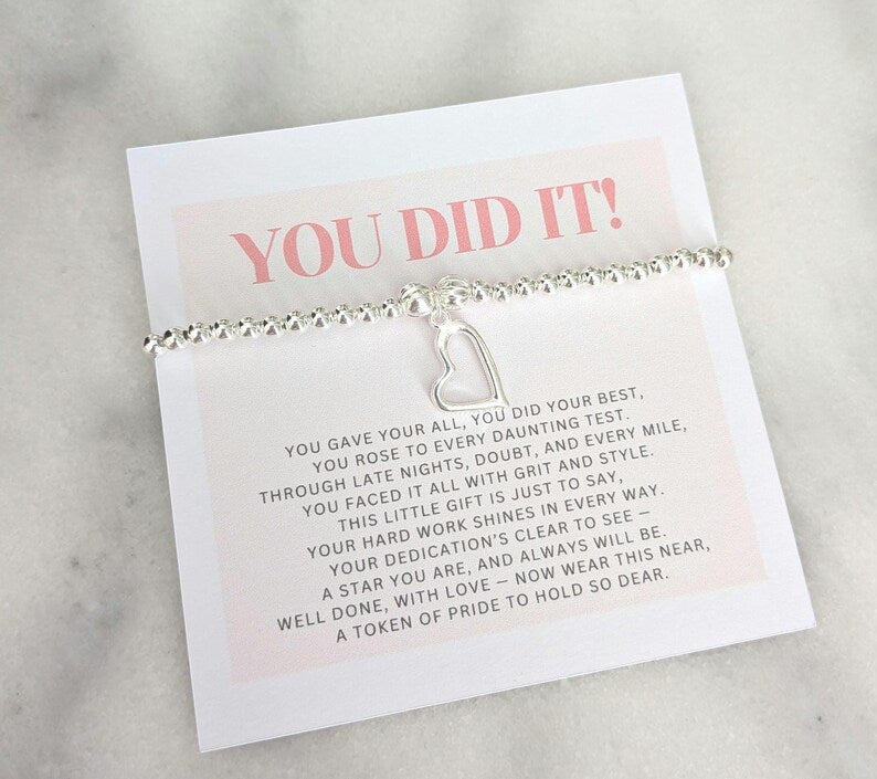 You Did It! Silver Beaded Stretch Bracelet